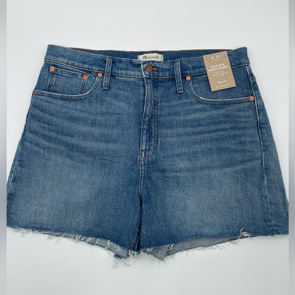 Madewell High-Rise Denim Jean Shorts Size 32 NWT Summer Raw Hem Cutoffs - Picture 1 of 11